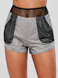 Pocket Fishnet Panel Gym Shorts - Dark Gray S